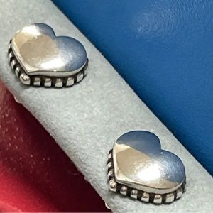 LAGOS CAVIAR STERLING SILVER HEART FIGURE DESIGNER PIERCED EARRINGS 925